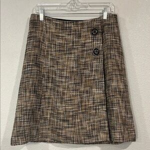 Nic & Zoe linen blend tweed A-line wrap skirt 8